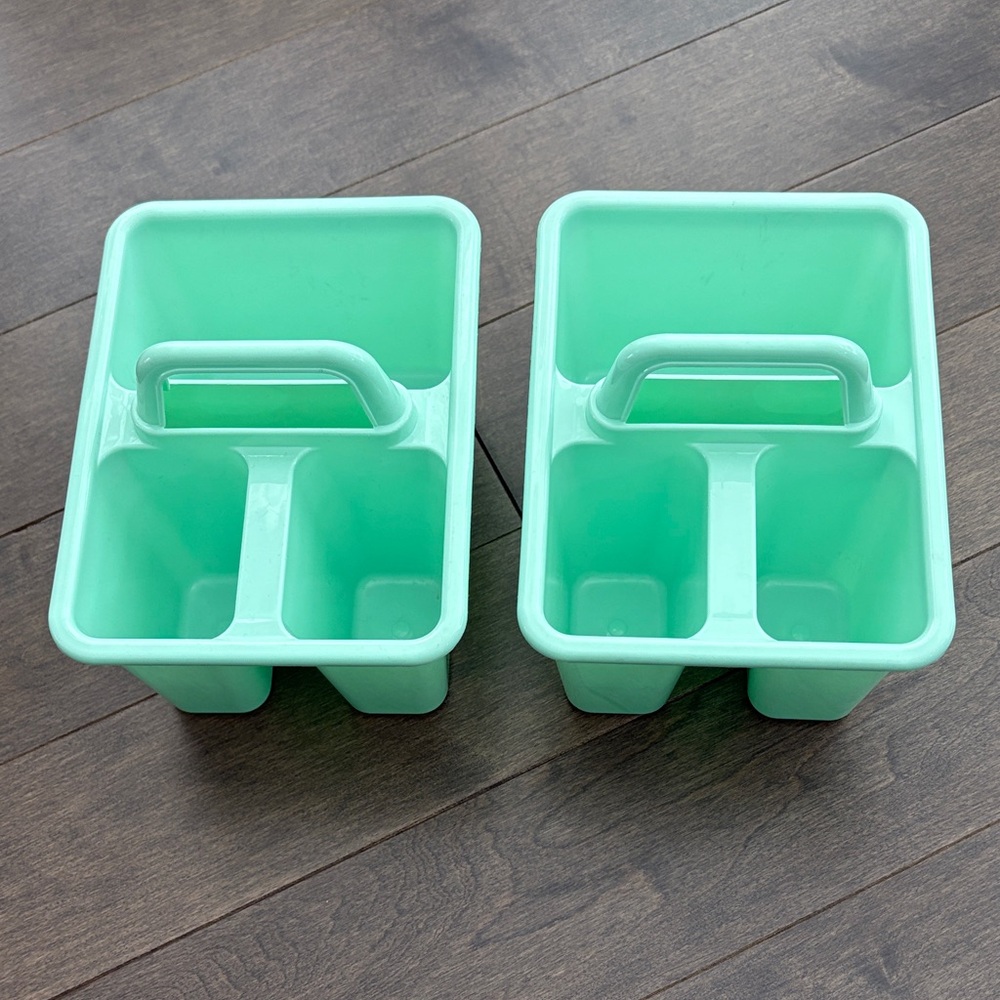 Mint Green Plastic Storage Caddies